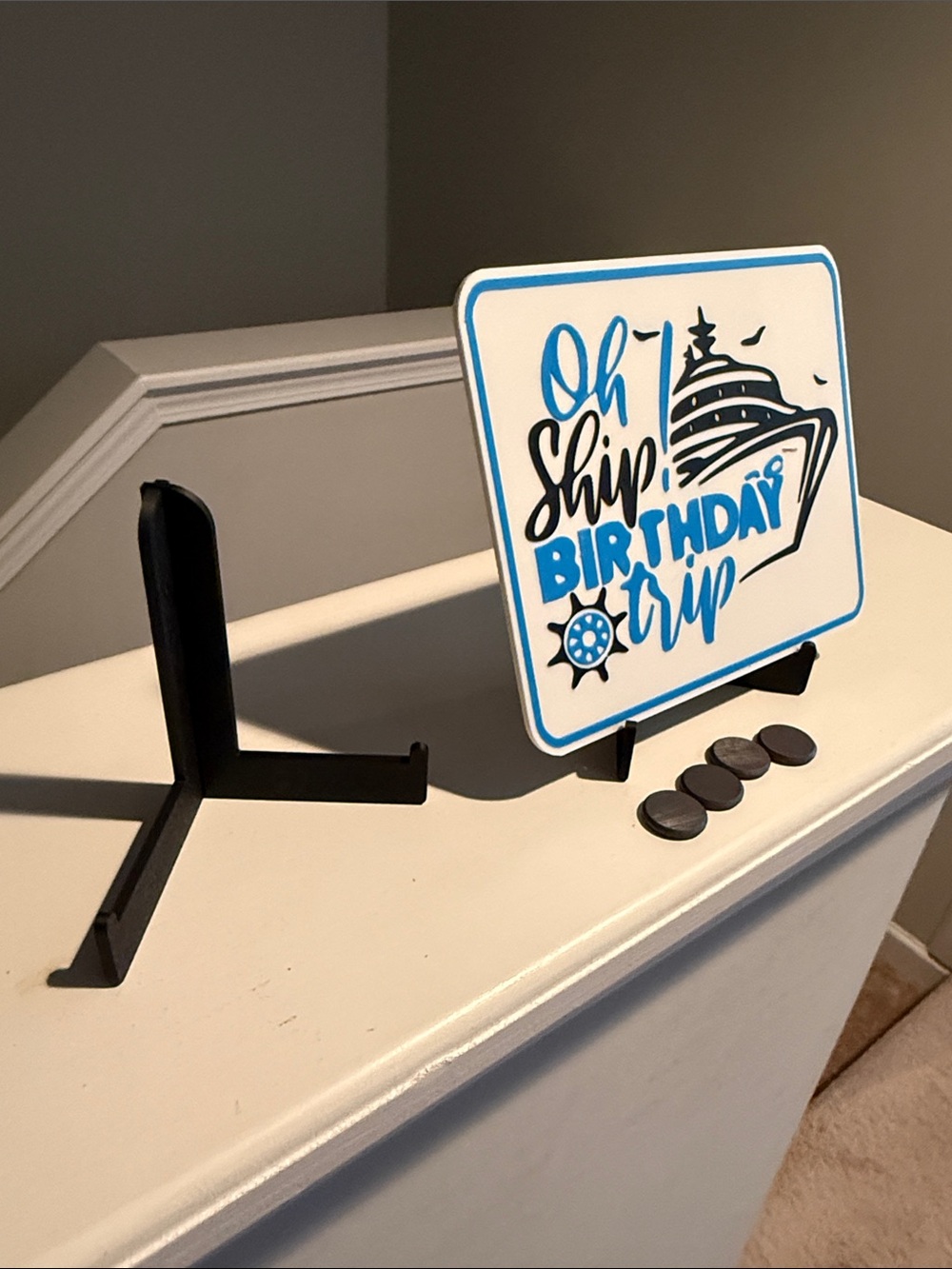 Oh Ship! Birthday Trip Decorative Sign - Blue & Black - Picture 3 of 3